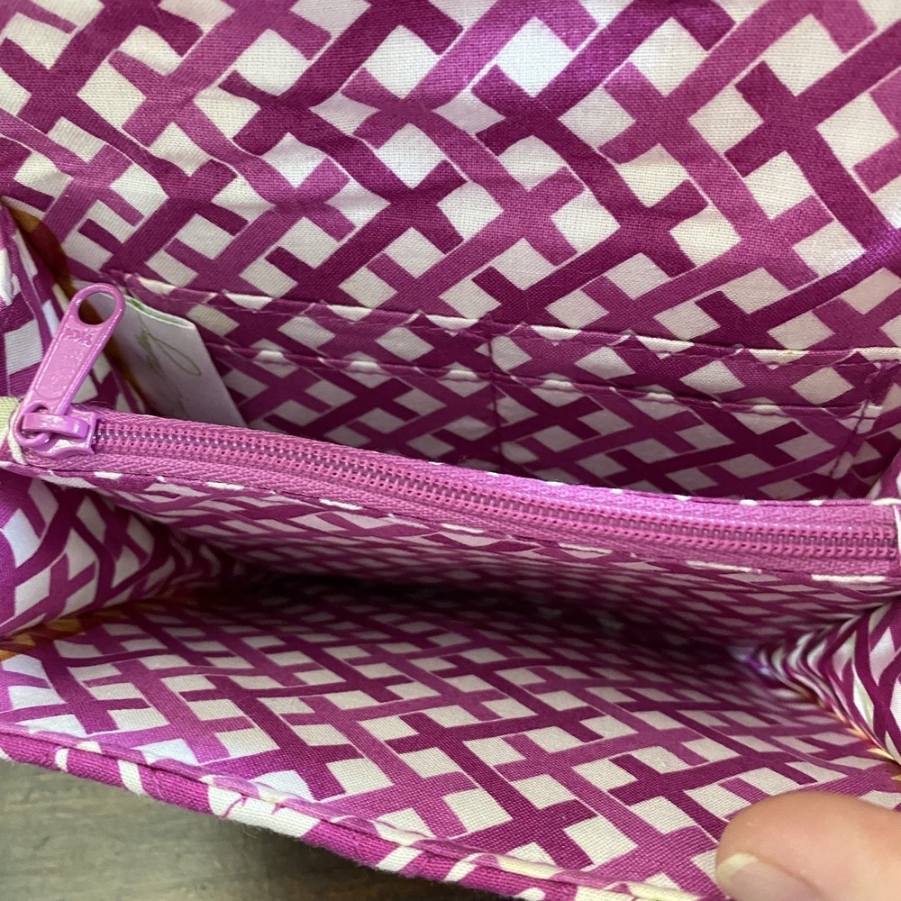 Vera Bradley Turnlock Crossbody Wallet Julep Tulip Pink White Green Floral Print - Picture 6 of 10